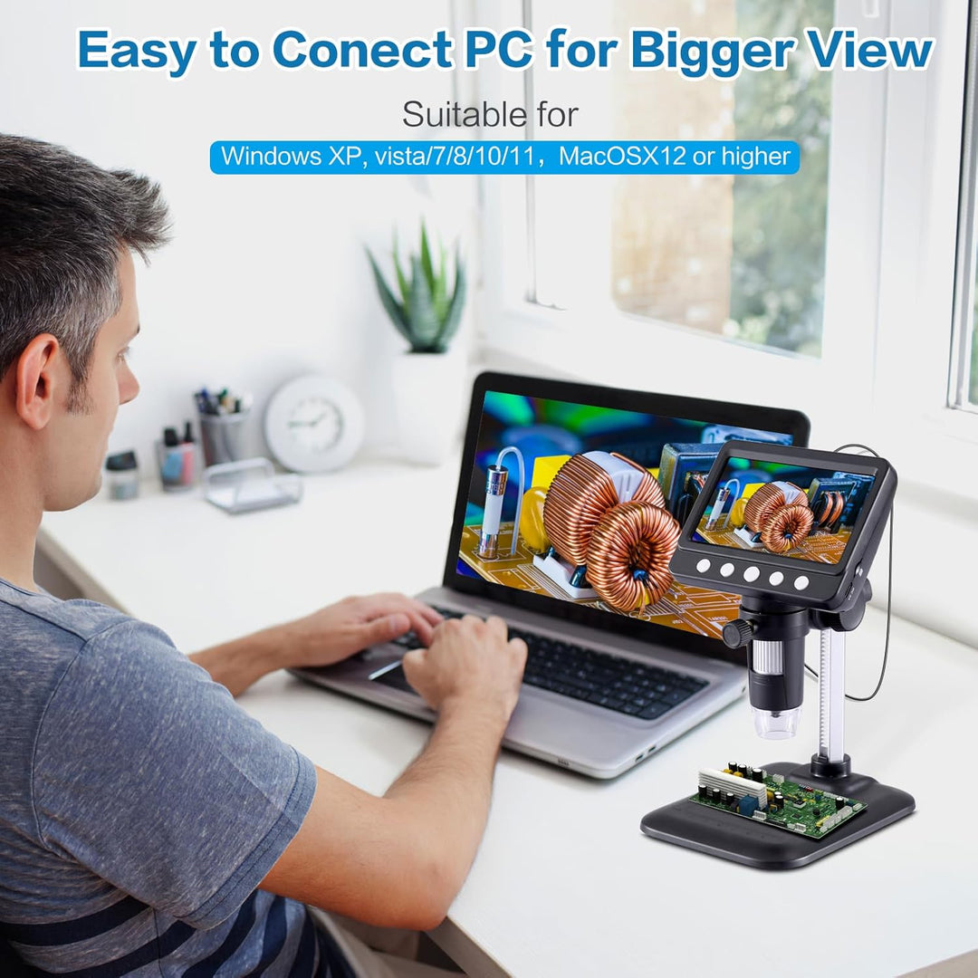 Koolertron Mikroskop Digital, 1080P HD 1000X Mikroskop, USB Mikroskop Mikroskoplupe für Leiterplatte