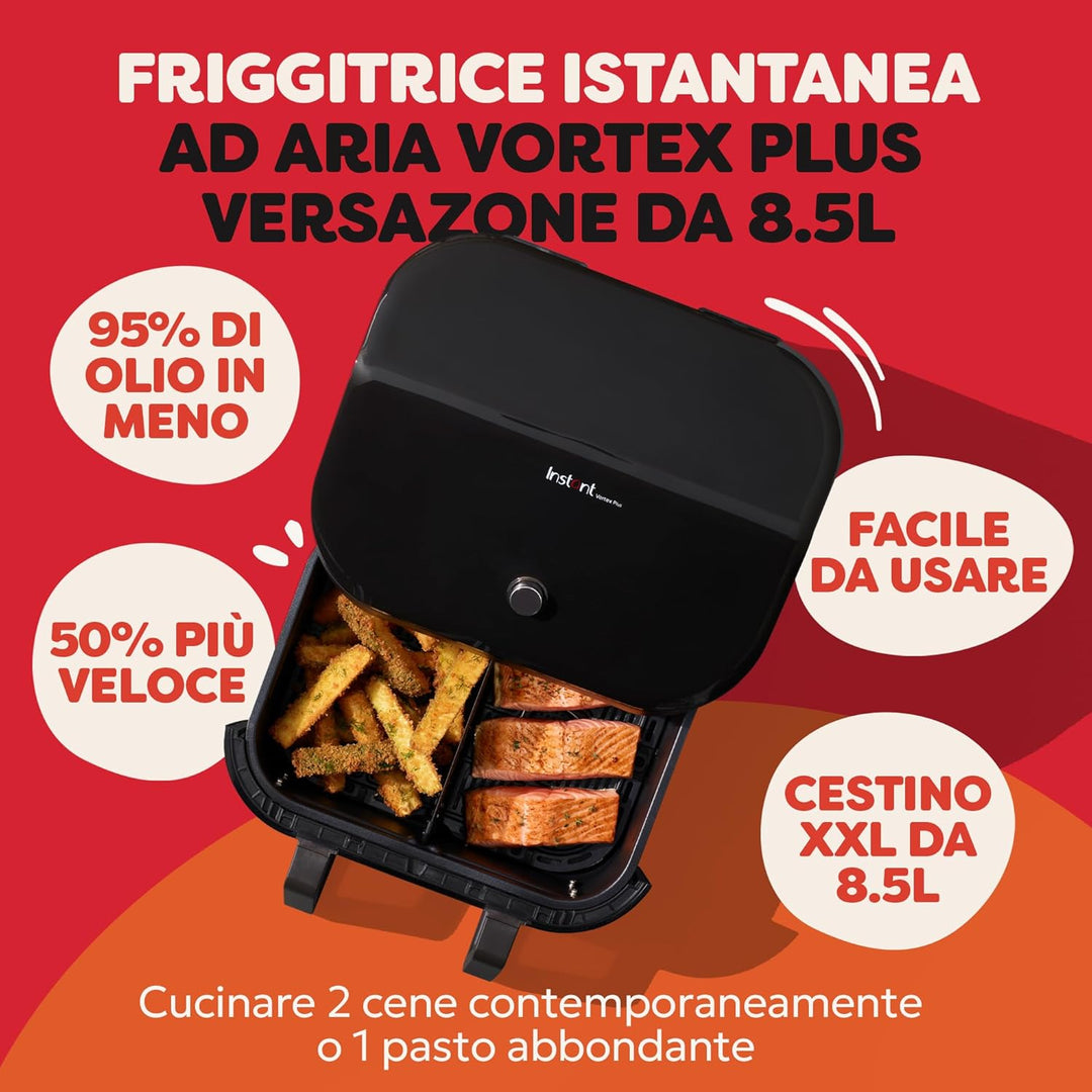 Instant Pot – Versazone Dual Black Heissluftfritteuse – Gross 8,5 l, Familiengrösse – Einzelner Dopp