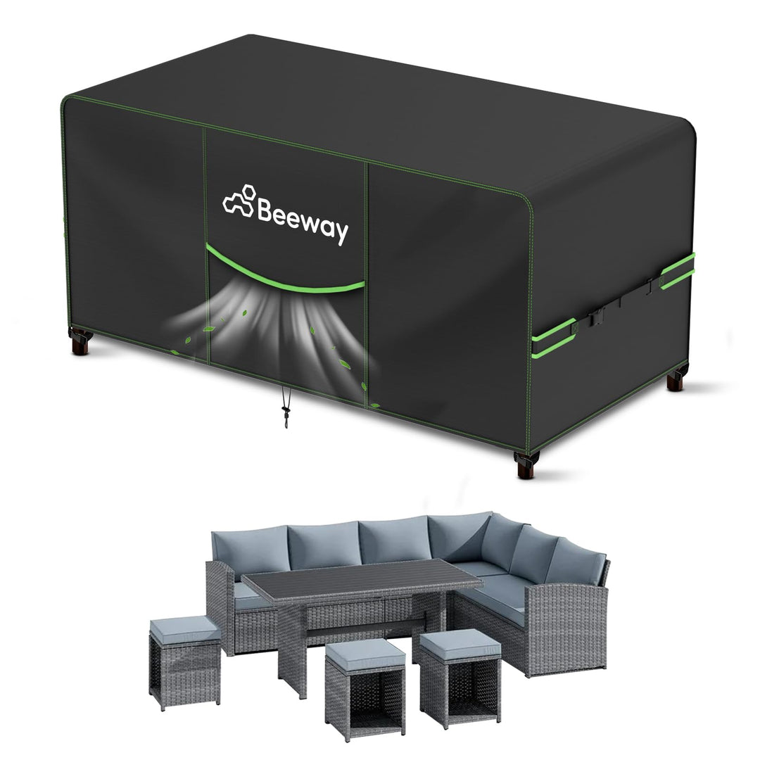 BEEWAY Gartenmöbel Abdeckung Wasserdicht V2.0 242x182x102cm, Schutzhülle Abdeckplane für Gartentisch