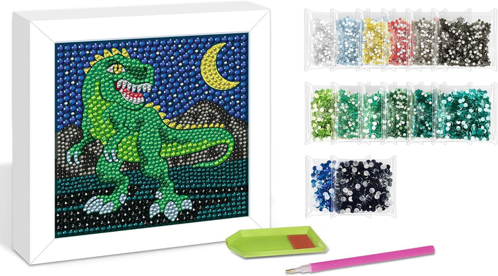 Ursus 43530001F - Diamond Painting Picture, T-Rex, Set mit Acryldiamanten, Picker, Tablett und Wachs