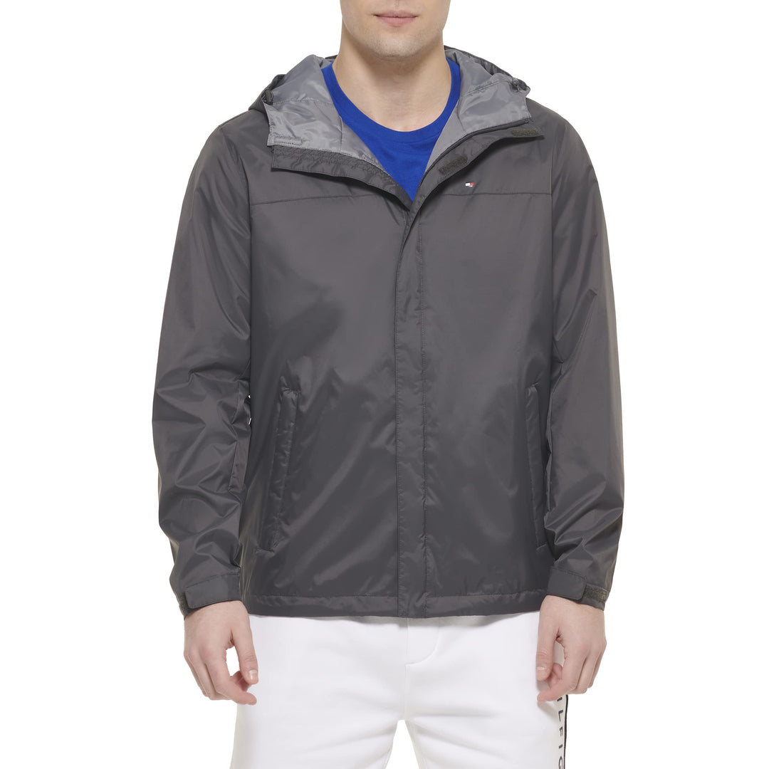 Tommy Hilfiger Herren Lightweight Breathable Waterproof Hooded Rain Jacket Regenmantel XS anthrazit,