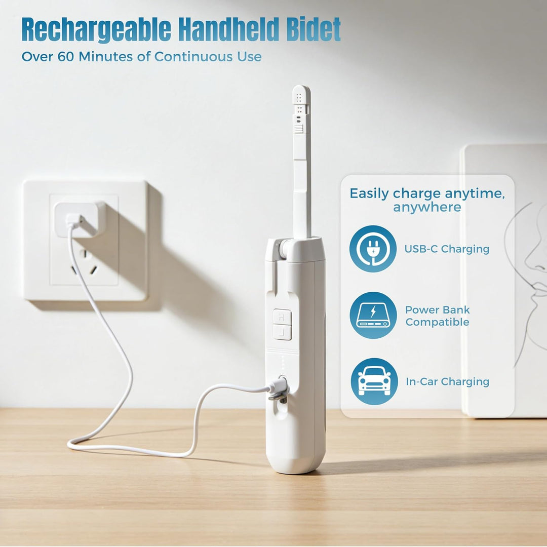 Bostar Elektrisches Bidet Reisebidet mit 2,5L Wassertank, 2 Modus 4 Druckstufen Tragbare Elektrische