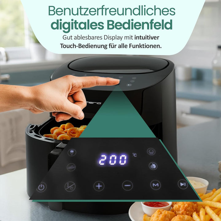 Emerio riesige digitale Heissluftfritteuse, TOP AirFryer, Frittieren ohne zusätzliches Öl, 7.2 Liter