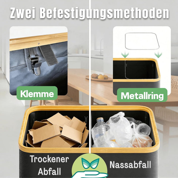 RMAN® 160L Gelber Sack Ständer + Pfandflaschen Sammelbehälter mit Deckel 2-in-1 Gross Müllsackstände