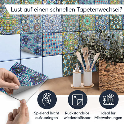 40 Stück Fliesenfolie für Bad und Küche 10x10 cm - Mosaikfliesen, Fliesensticker - selbstklebende Fl
