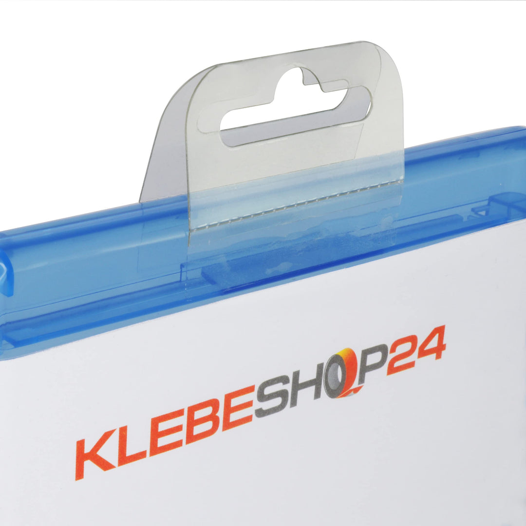 KLEBESHOP24 Eurolochaufhänger 1000 Stück auf Rolle | 40 mm x 37 mm | Transparent | Selbstklebende Au