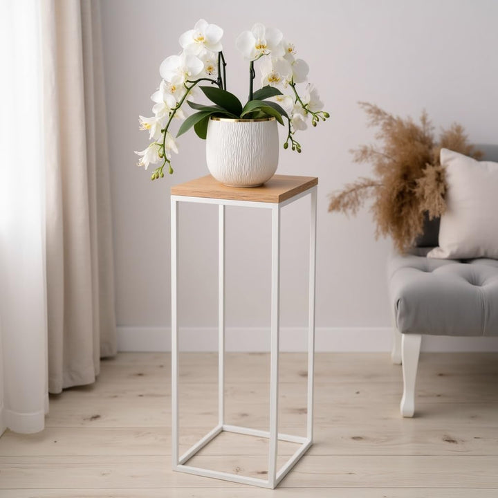 Pflanzenständer Craft - 24x24x70cm - Farbe Weiss - für Zimmerblumen - Metallregal - dekorativer Tisc