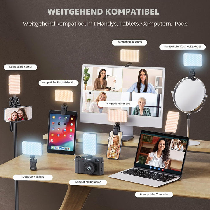 120 LED Selfie Licht, 3 Lichtmodi Handy Selfie Licht mit Clip, Tragbares Beauty Licht für Handy, Kam