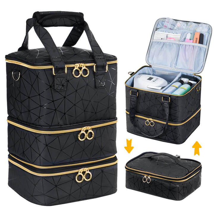 Uross Nagellack Organizer für 60 Nagellackflaschen und 1 LED-Nagellampe, Nagellack Aufbewahrung Tasc