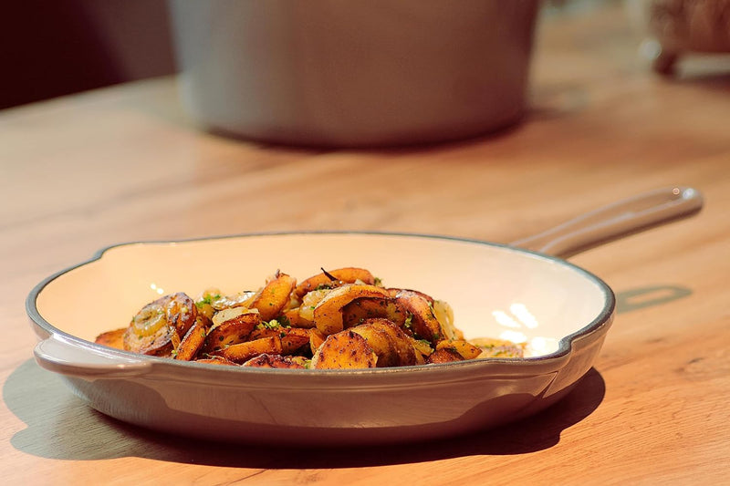 ECHTWERK Bratpfanne aus Gusseisen mit Emaille-Beschichtung, Gusseisenpfanne, Ofenpfanne mit zwei Gri