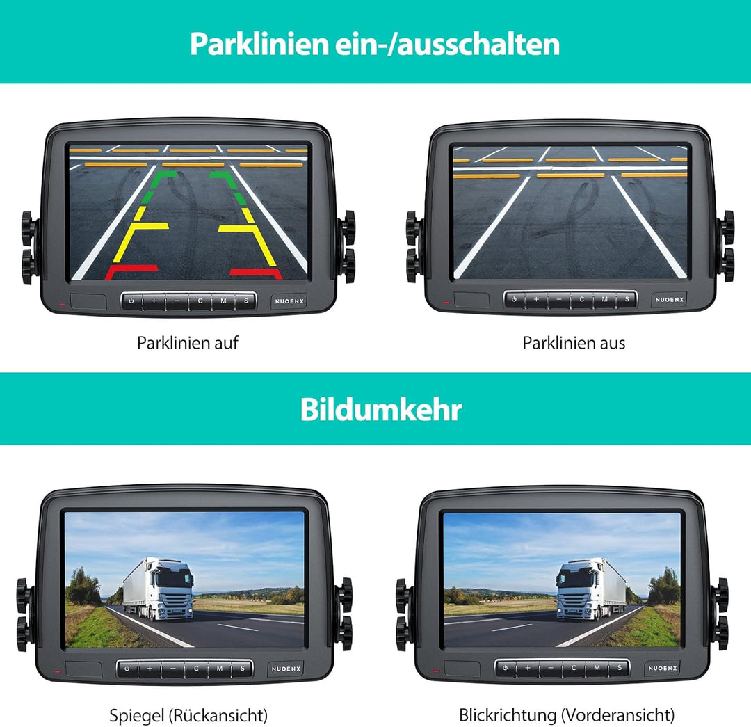 eRapta 7'' LCD Kabellose Digital Rückfahrkamera Set, mit eingebautem Funksender, Wireless Einparkhil