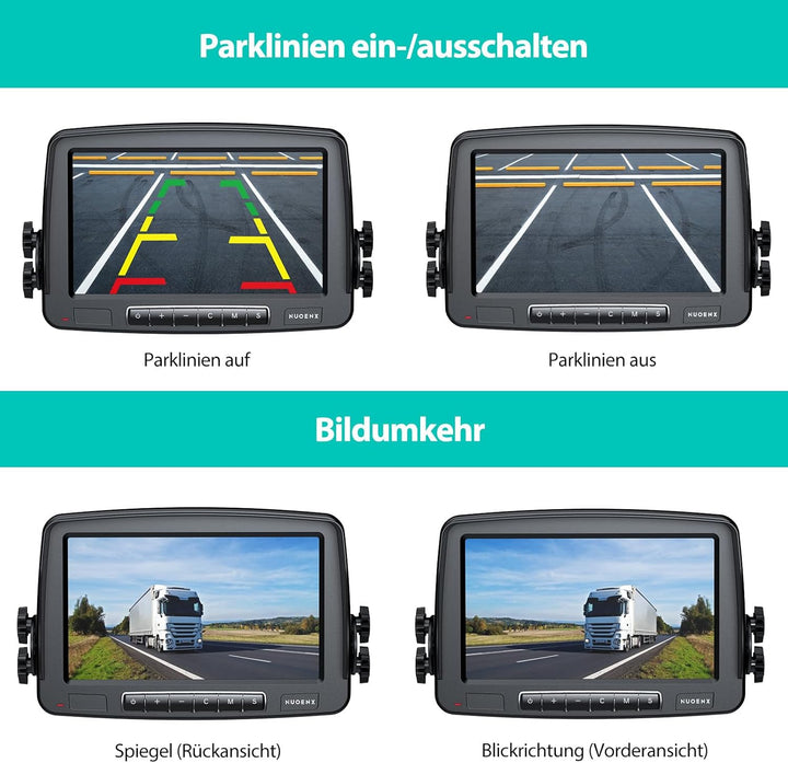 eRapta 7'' LCD Kabellose Digital Rückfahrkamera Set, mit eingebautem Funksender, Wireless Einparkhil