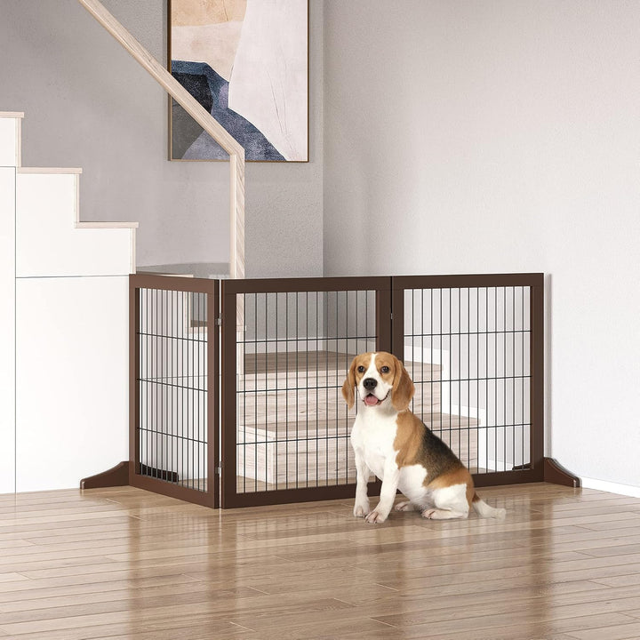 PawHut Absperrgitter für Hunde Schutzgitter Hundegitter mit Stützfüssen Treppengitter Hundeabsperrgi