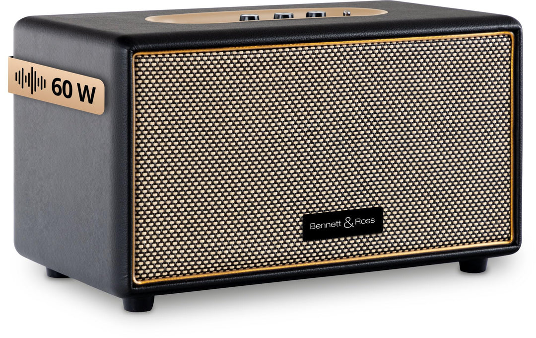 Bennett & Ross BB-860BK Blackmore - Retro Bluetooth Lautsprecher in Lederoptik - Vintage Speaker mit