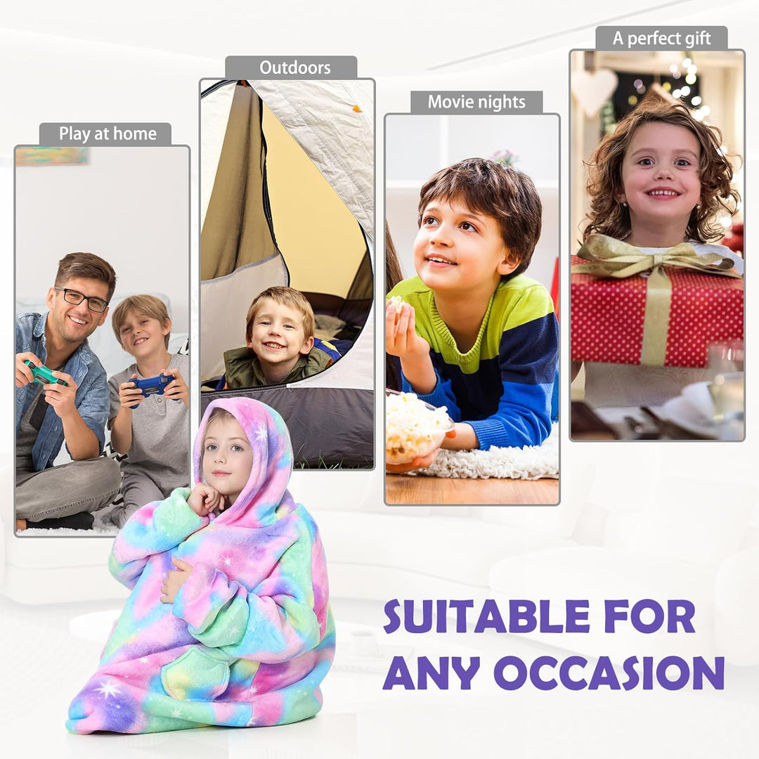 MOKANI ÜBergrossE Hoodie Decke Kinder mit äRmel Tragbare Kapuzenpullover, Super Weich Warmes Bequeme