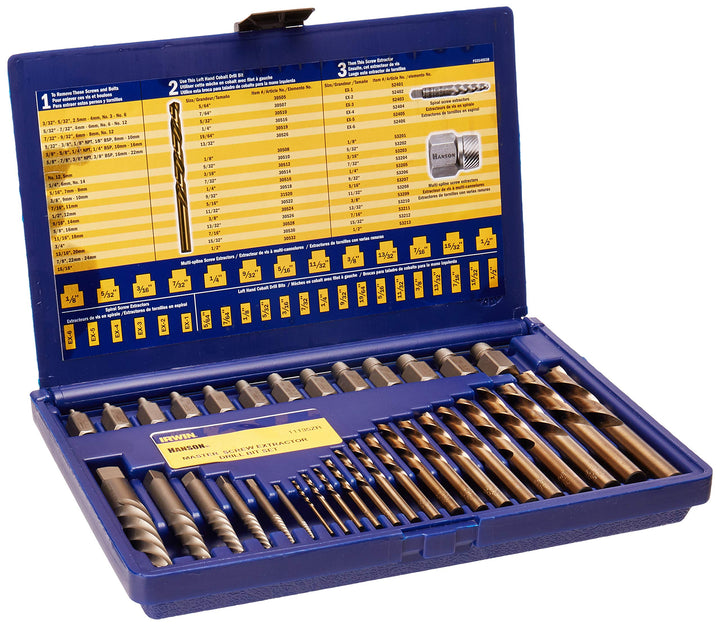 Irwin 1135ZR Schraubenausdreher/Bohrer-Set, 35-teilig Schraubenausdreher, spiralförmig 35-Piece, Sch