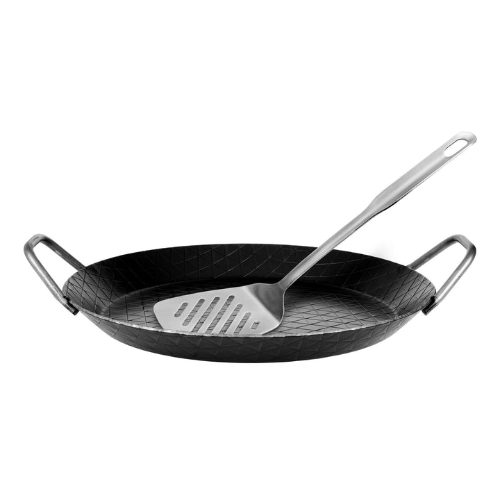 GRÄWE Schmiedeeiserne Servierpfanne F 400, Ø 32 cm, Eisenpfanne mit Griffen, 400° C hitzebeständig,