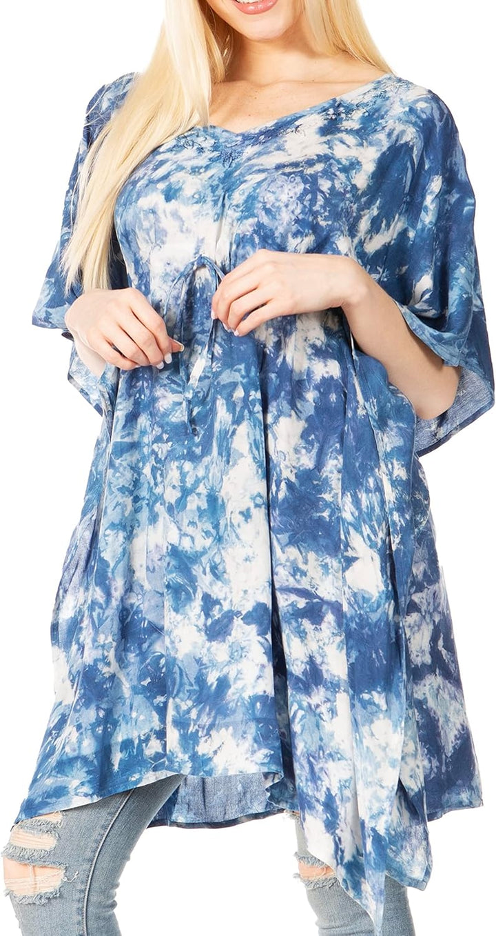 Sakkas Marcy Damen Kaftan Top Tunika Kleid V-Ausschnitt Lose Sommer Boho Swing Coverup Einheitsgröss