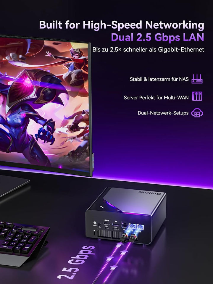GMKtec Mini Gaming PC Intel Ultra 5 125U(12K/14T Bis zu 4.3GHz), K15 Mini PC 32GB DDR5 4800, 512GB P