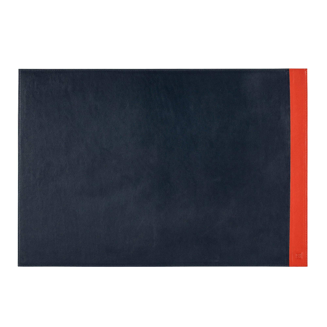 DUDU Schreibtischunterlage Büro aus zweifarbigem Leder 650x440 mm rutschfest mit genähtem Rand Navy,