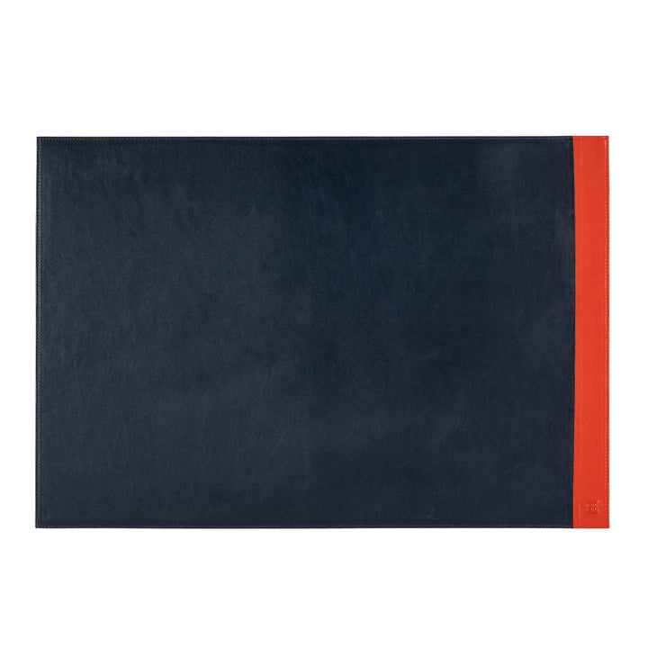 DUDU Schreibtischunterlage Büro aus zweifarbigem Leder 650x440 mm rutschfest mit genähtem Rand Navy,