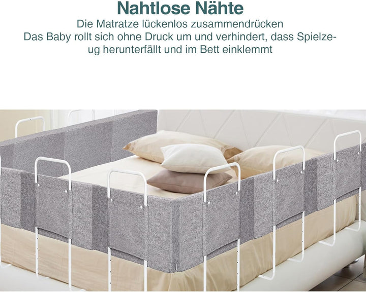 Bettgitter 50 cm, Bettschutzgitter Rausfallschutz, 5-Fach höhenverstellbar 40-60 cm, weicher Seitens