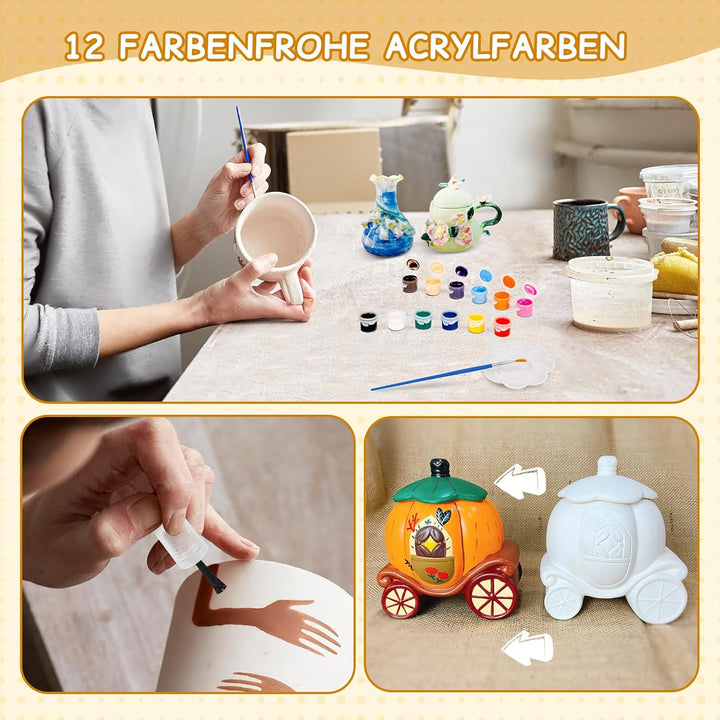 TOMMYHOME Ton Lufttrocknend für Anfänger,DIY-Set zum Töpfern für Kinder,Töpfer Set für Zuhause mit W