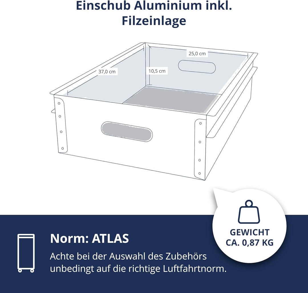 Einschub Aluminium, Schublade, Schubkasten, Drawer, Zubehör für Flugzeugtrolleys, Airline Trolleys u