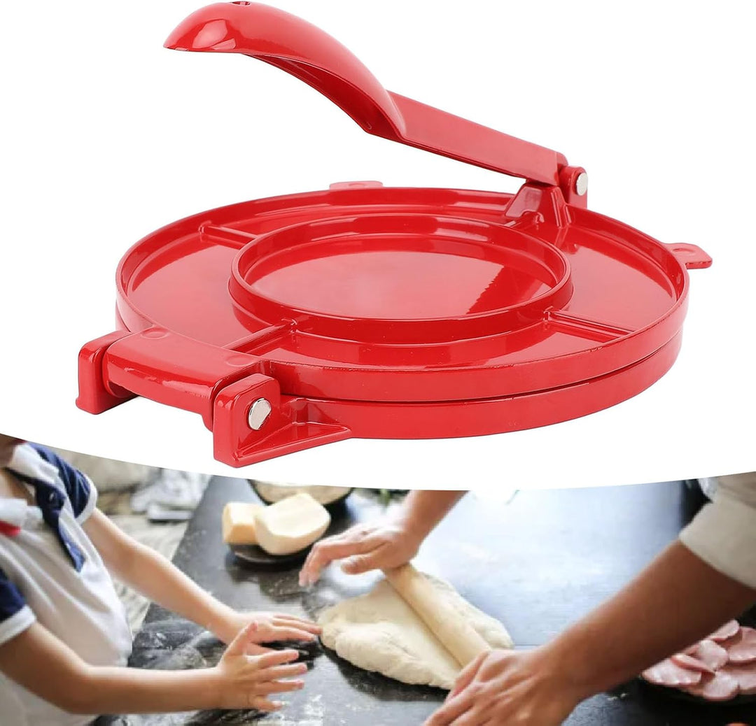 Manuelle Tortilla -Presse 10 Zoll, rote Aluminiumlegierung Mehl Tortilla Press mit gebogenem Griff F