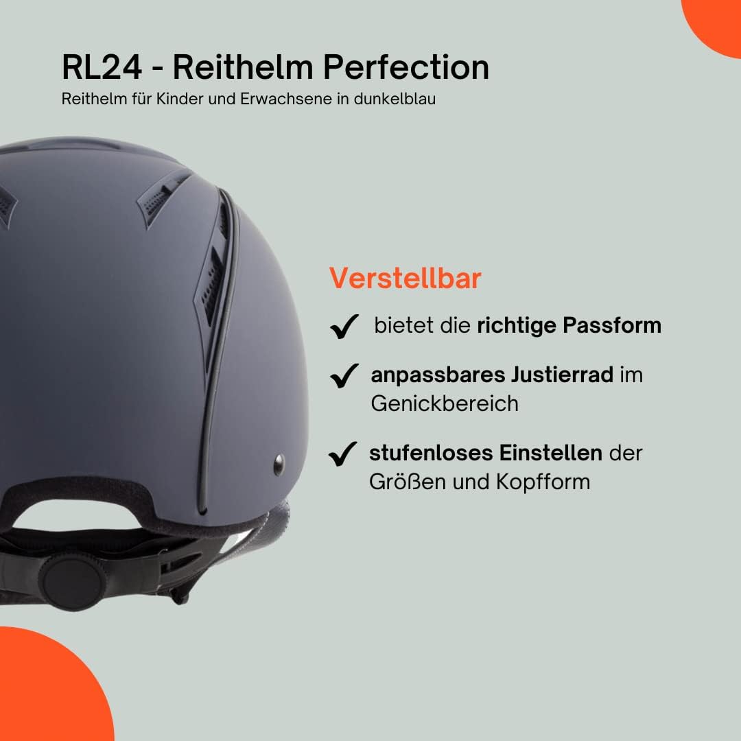 RL24 - Reithelm Perfection | atmungsaktiv & grössenverstellbar | Reitkappe mit waschbarem Innenfutte