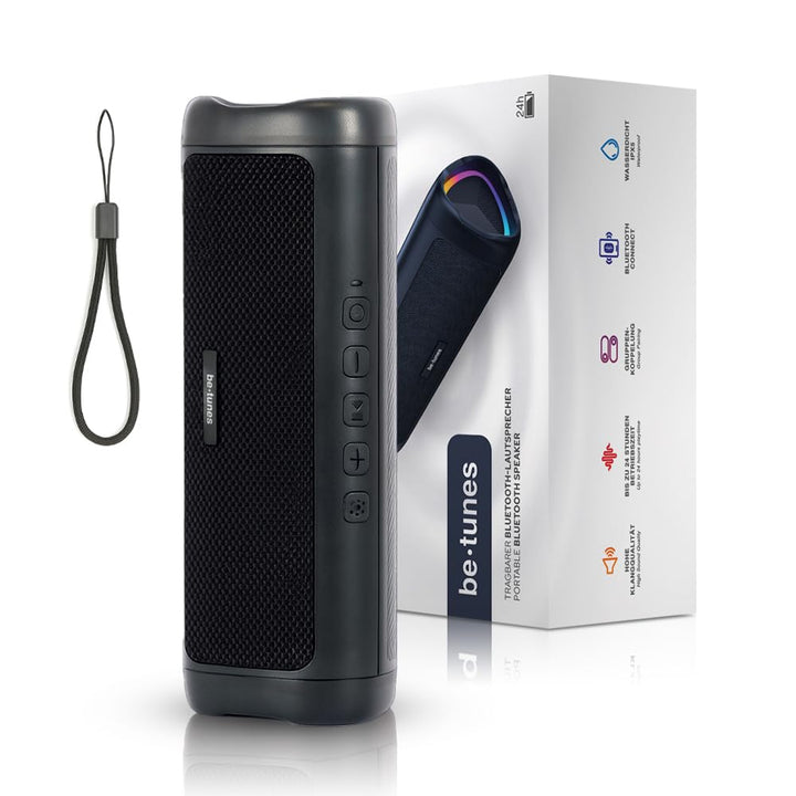 Bluetooth Lautsprecher – Kleine Musikbox mit LED-Licht – 24 Std Akku – Tragbare Partybox – Boombox I