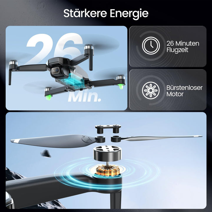 Holy Stone GPS Drohne mit Kamera 4K für Anfänger, HS460 Drohnen mit 26 Min. Lange Flugzeit, Bürstenl
