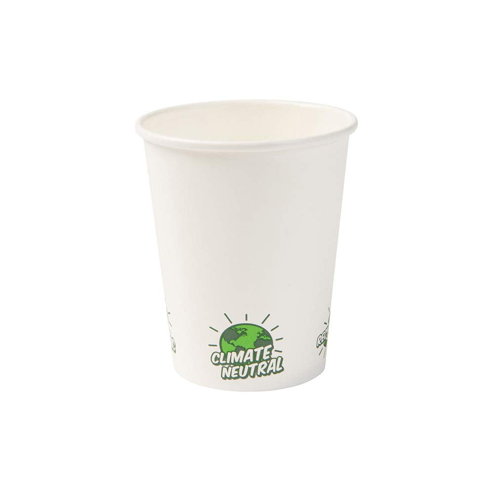 BIOZOYG 50 Stück Kaffeebecher Pappbecher 200ml / 8 oz Ø 80 mm weiss mit Umweltmotiv - Einwegbecher p