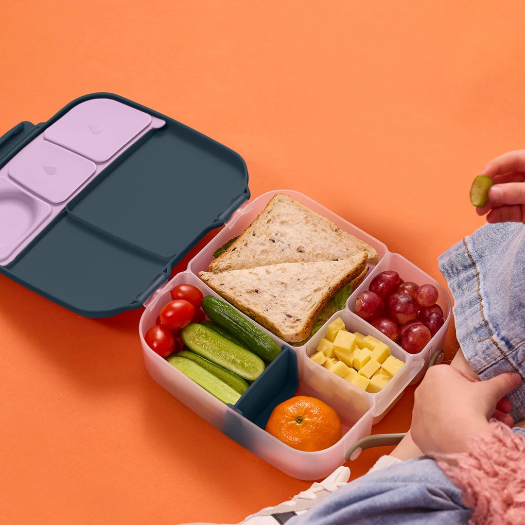 b.box Lunchbox mit Unterteilung für Kinder, Silikon, mit verstellbaren Trennwänden, Indigo Rose, Ind