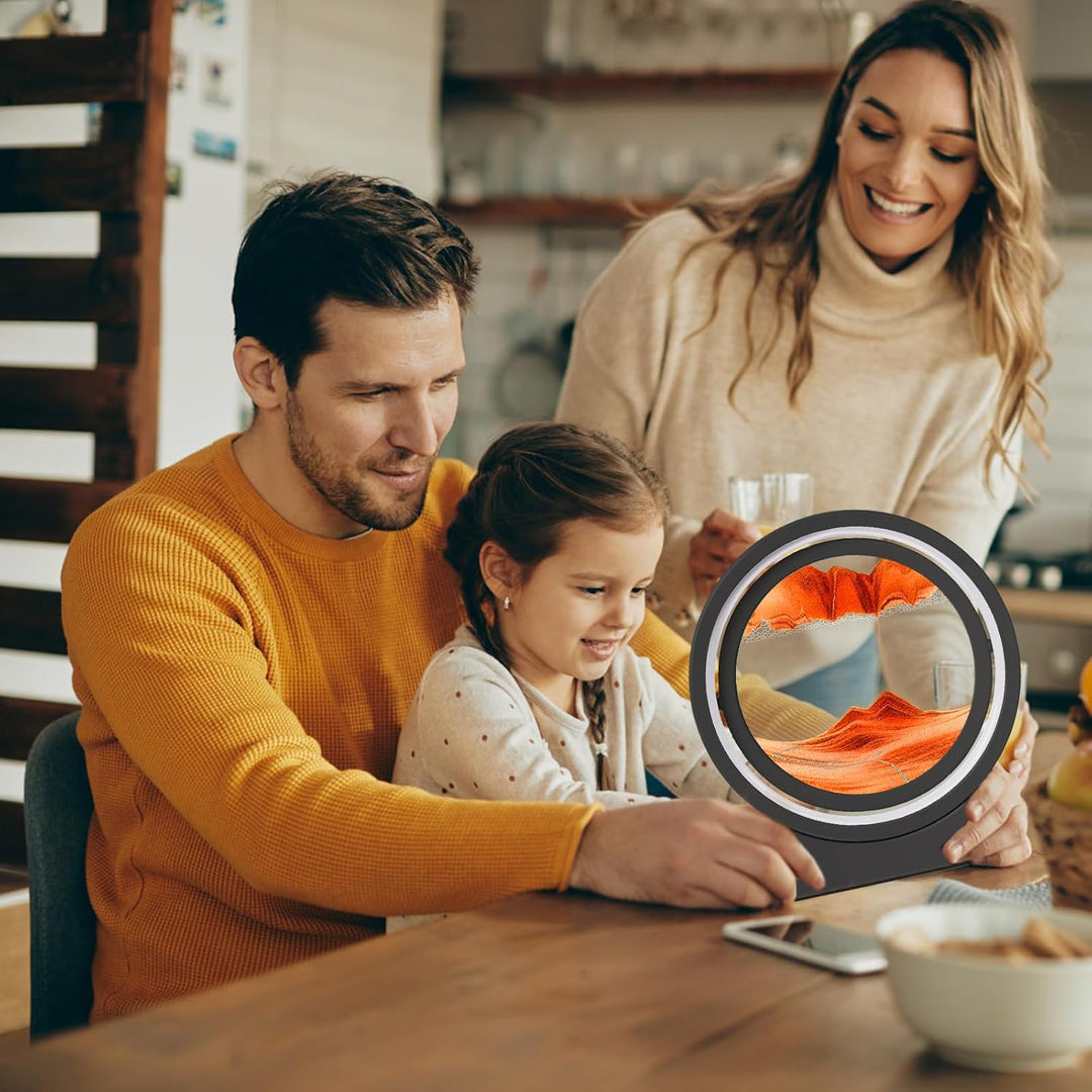 Ulikey Sandbilder Zum Drehen, 3D Dynamische Sandbild mit Led Licht, 10 Zoll Bewegende Sandkunst, Fli