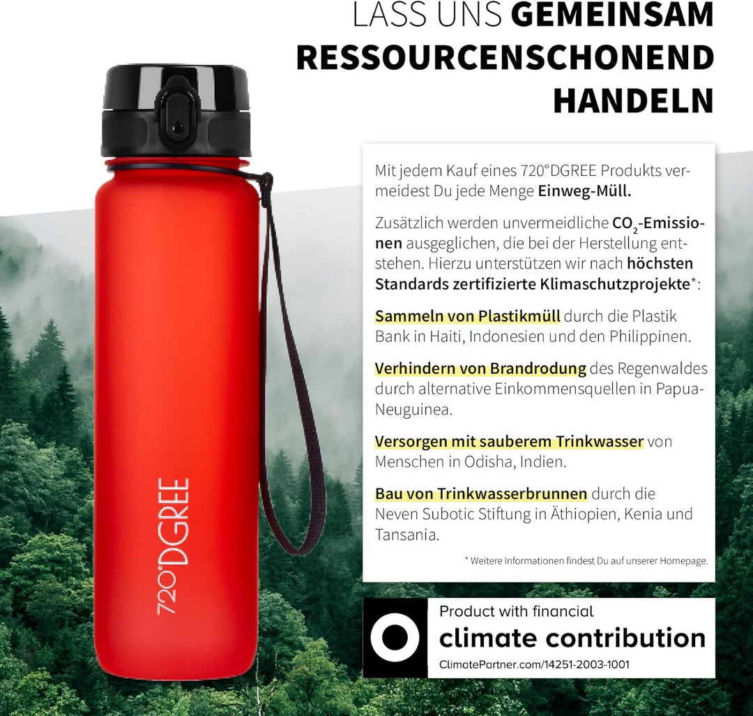 720°DGREE Trinkflasche 650ml “uberBottle“ softTouch +Sieb - BPA-Frei - Wasserflasche auslaufsicher f