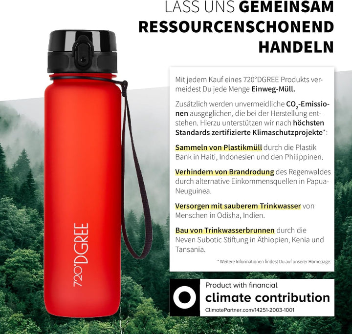 720°DGREE Trinkflasche 650ml “uberBottle“ softTouch +Sieb - BPA-Frei - Wasserflasche auslaufsicher f