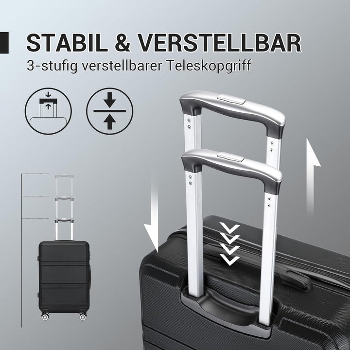 KONO Kofferset 3 Teilig Hartschalenkoffer von ABS Trolley Handgepäck Koffer Gepäck-sets M-L-XL Reise