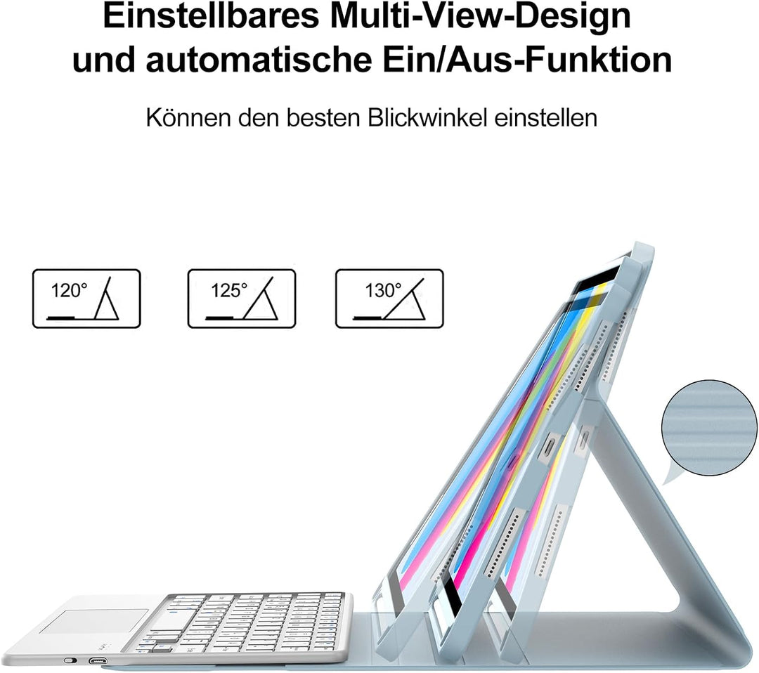 IVEOPPE Hülle Tastatur für iPad A16 11/10 Generation (2025/2022, 11/10.9 Zoll) Con Touchpad, QWERTZ