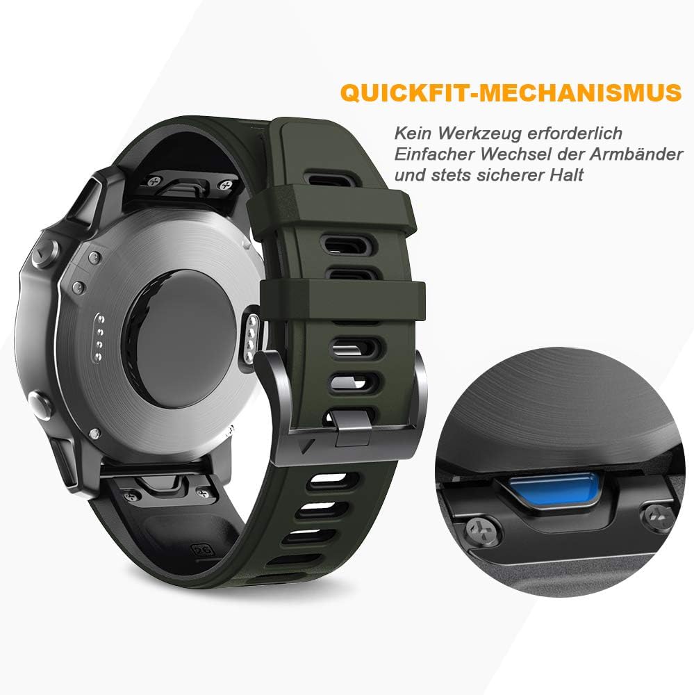 NotoCity Armband für Garmin Fenix 6x/6x Pro/5x/5x Plus/7x/7x Pro/8 51mm, Quickfit 26mm Uhrenarmband