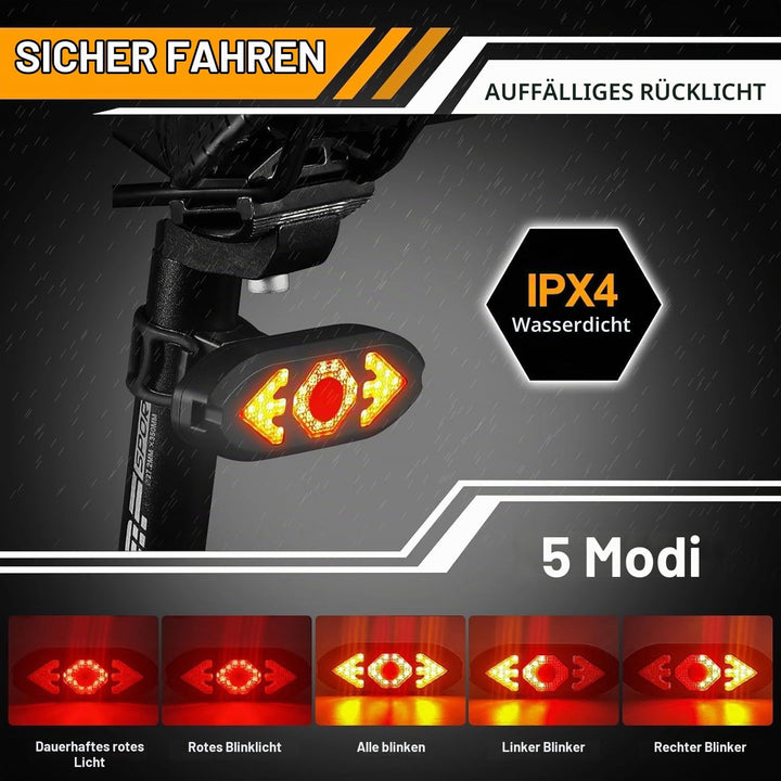Fahrrad Blinker mit Fernbedienung LINISME Fahrrad Hecklicht Wasserdichtes Fahrradrücklicht mit 120db