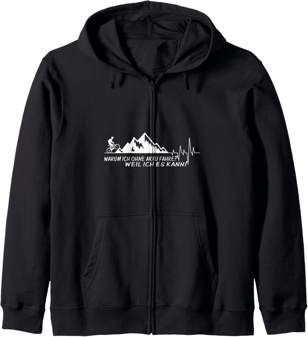 Warum ich ohne Akku fahre? Radsport Rennrad MTB Geschenk Kapuzenjacke
