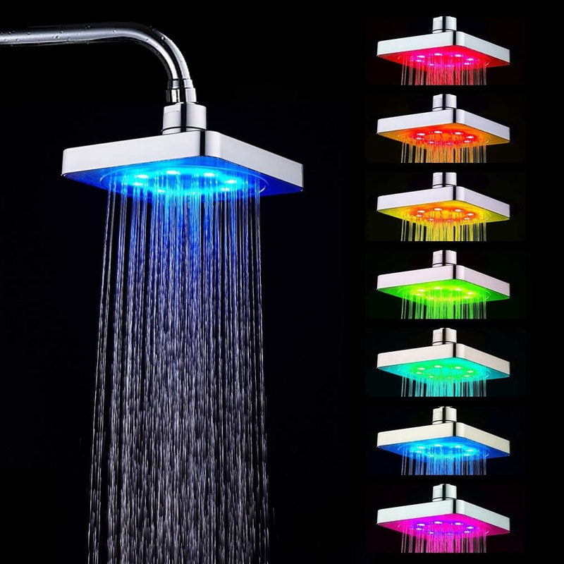 MAGT Kopfbrause Regendusche Duschkopf, 7 Farben LED Romantisches Licht Wasserbad Duschbrause Brausek