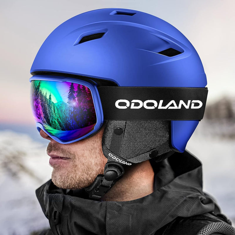 Odoland Skihelm und Skibrille Set Snowboardhelm mit Snowboardbrille für Damen und Herren Ski Goggles