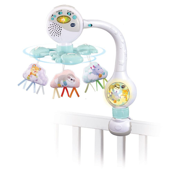 VTech - Mobilo Clip des Baby Loulous, Mobile Musical Babybett, Kinderwagen und Sitzschale, 3 Wolken