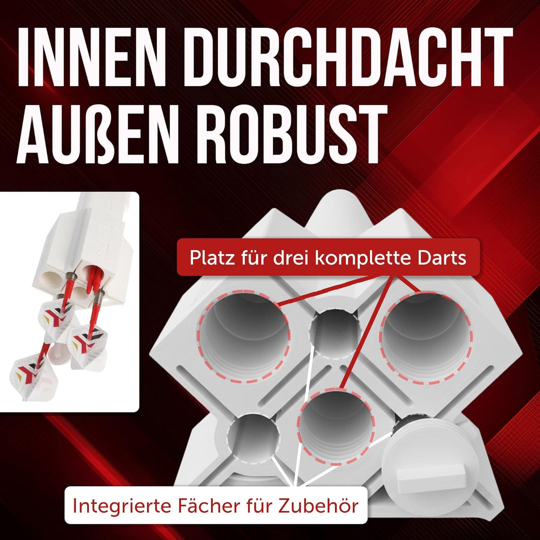 Dartcase Profi 4.0, robuste Darttasche für 3 Darts und Zubehör, weiss, Aufbewahrung für Steeldarts u