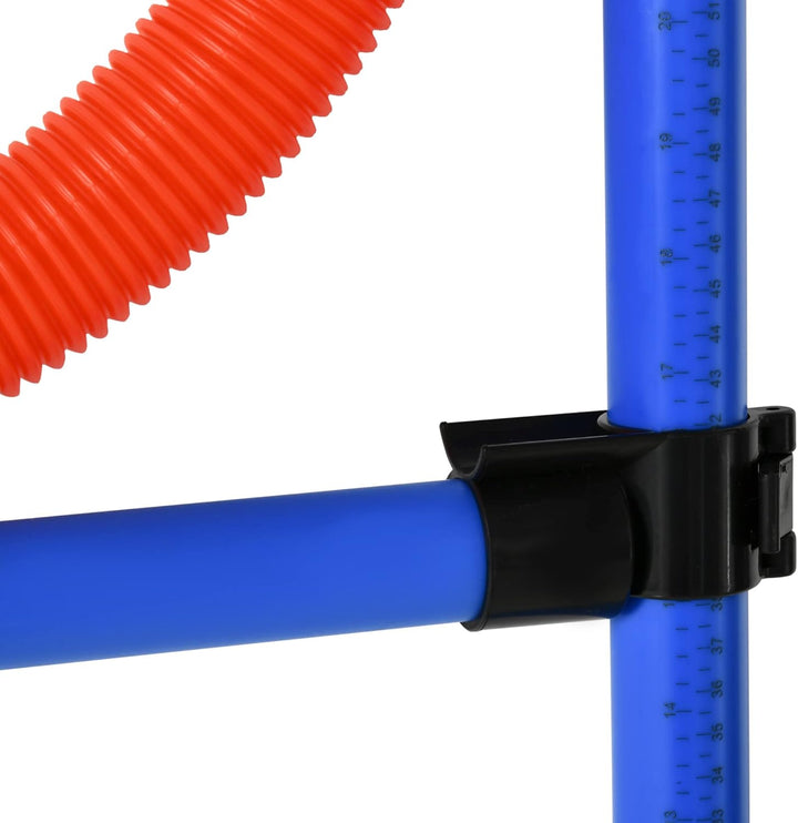 PawHut Agility-Übungs-Set Slalom-Hürden-Sprungring 3 in 1 Hundesport Trainingsplatz PE Blau+Rot