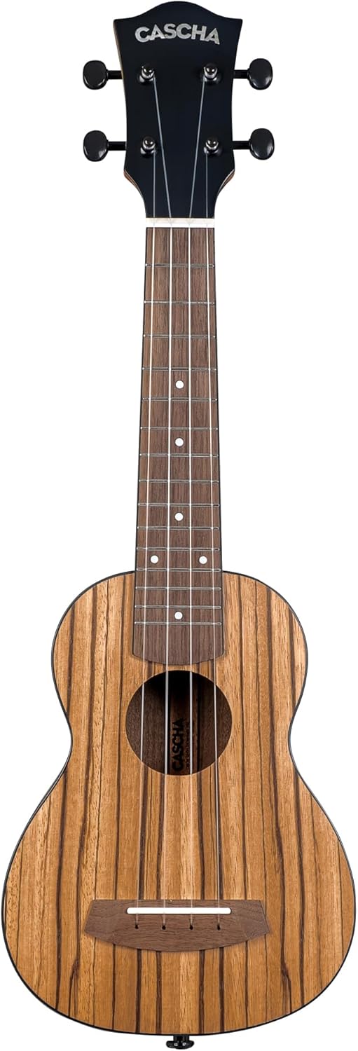 CASCHA Ukulele Zebra Wood – Hochwertiges Zebraholz I Warmer Klang I Okoume Hals I Walnuss Griffbrett