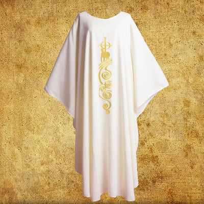 BLESSUME Chasuble Kirche Lamm Gestickter Priester Gewänder Kein Kragen Weiss