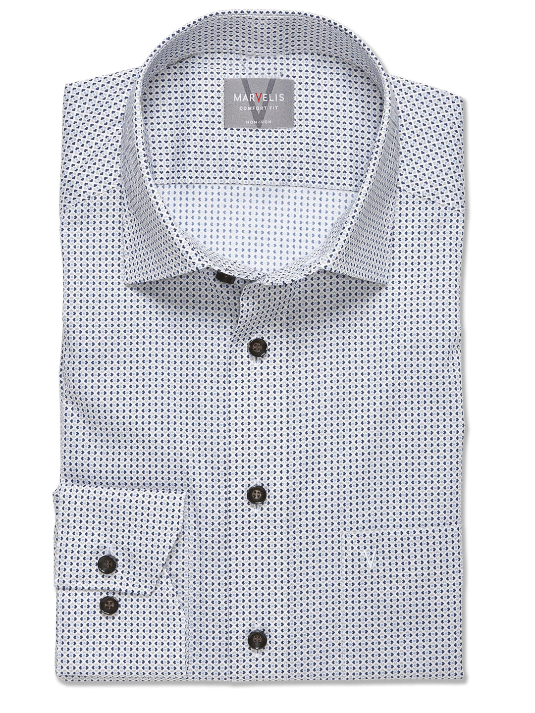 Marvelis Herren Businesshemd Langarm 703014,Rotationsdruck,Comfort fit,New Kent 42 Natur 22, 42 Natu